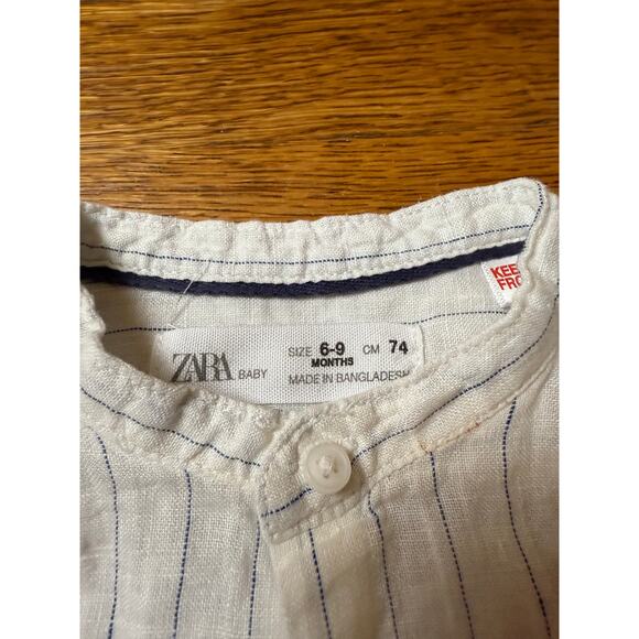 *NWT* Zara Boys' Linen Button Down Shirt Size 6-9 Months - Picture 3 of 4